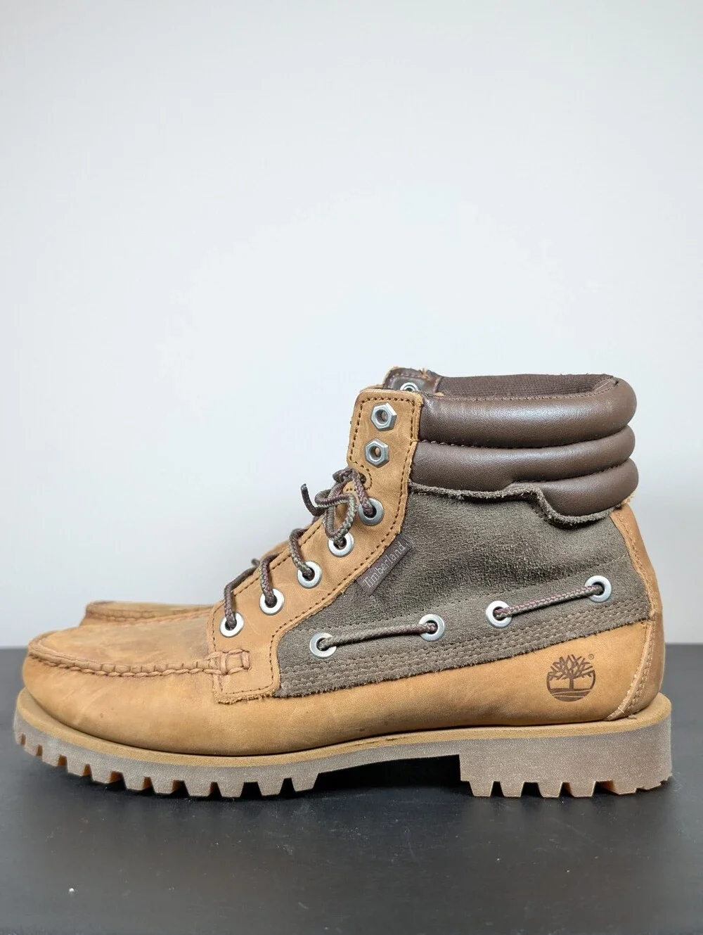 Timberland x‎ AE Oakwell Leather Mid Lace-Up Boots Mens 7.5 Brown Nubuck